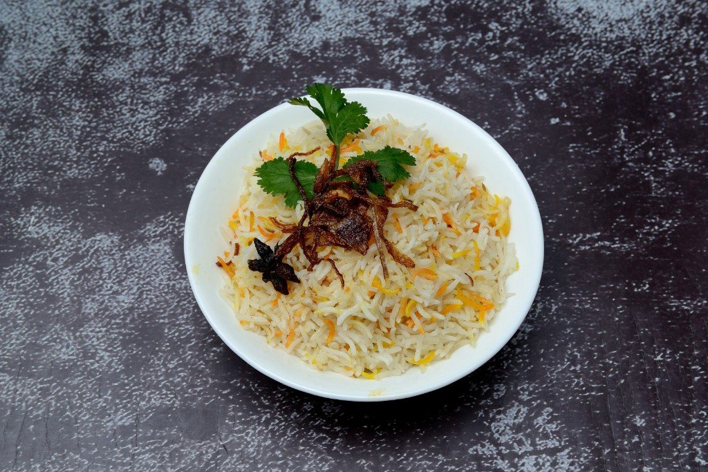 Pilau rice with fried onions